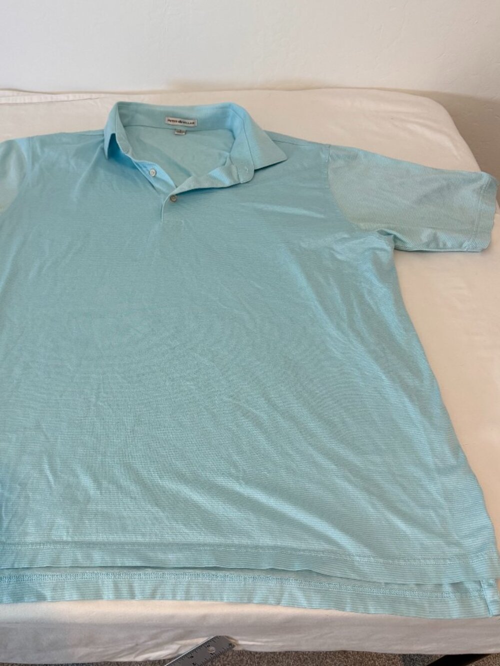 Peter Millar Polo Shirt Men's Large Blue Aqua 100% Cotton Short Sleeve Golf